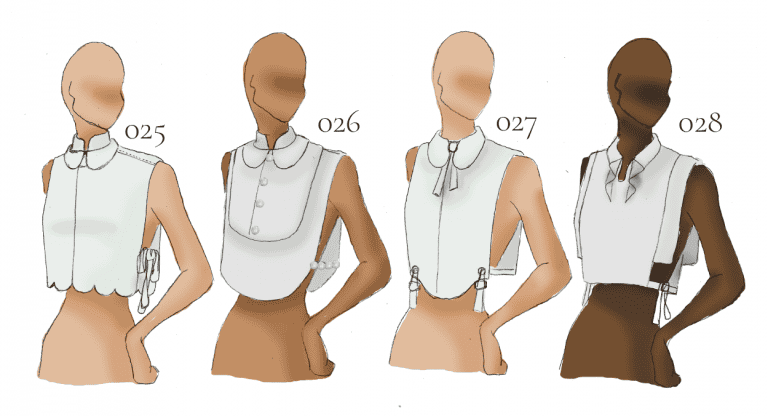 Erste Designs der Blusenkragen