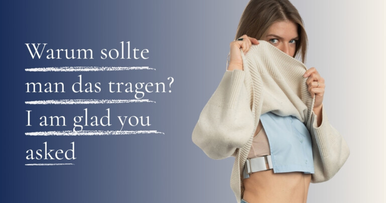 Blog cover - Model hebt Pullover an, darunter sieht man den Blusenkragen