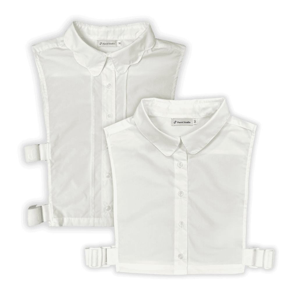 Flatlays eines Crop- und eines Longline-Kragens