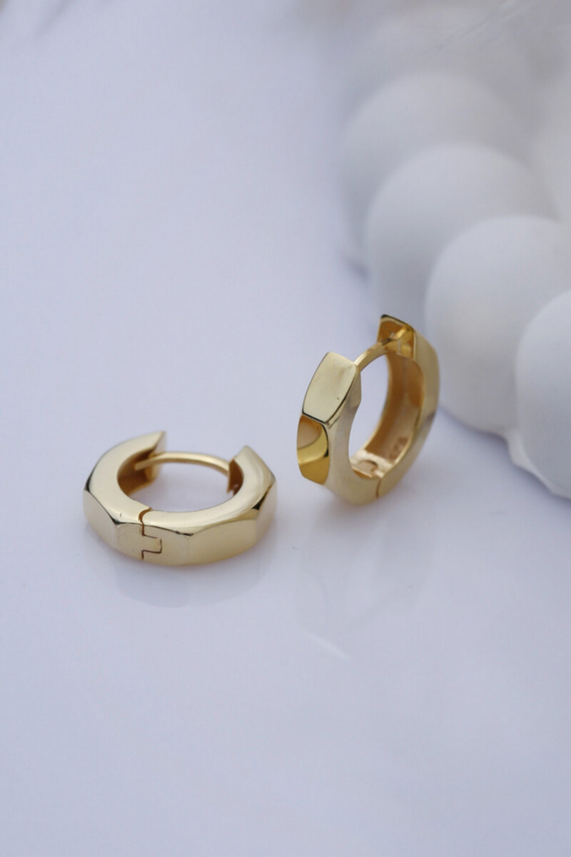 Oktagonale, geometrische Creolen-Ohrringe aus 925 Sterlingsilber, mit 16K Goldplattierung