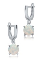 Ohrhänger aus Sterlingsilber und rundem weißem Opal