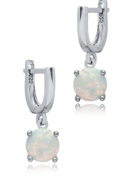 Ohrhänger aus Sterlingsilber und rundem weißem Opal