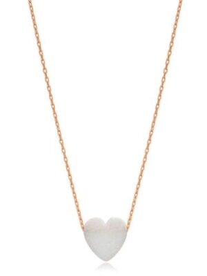 Kette aus 925-Sterlingsilber mit Opalherz-Anhänger, roségold