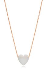 Kette aus 925-Sterlingsilber mit Opalherz-Anhänger, roségold