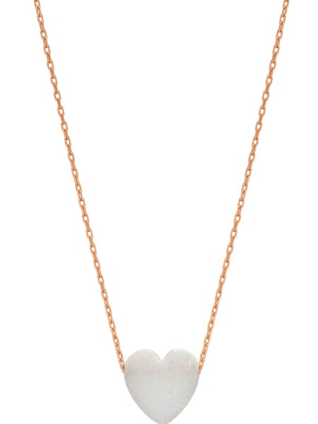 Kette aus 925-Sterlingsilber mit Opalherz-Anhänger, roségold