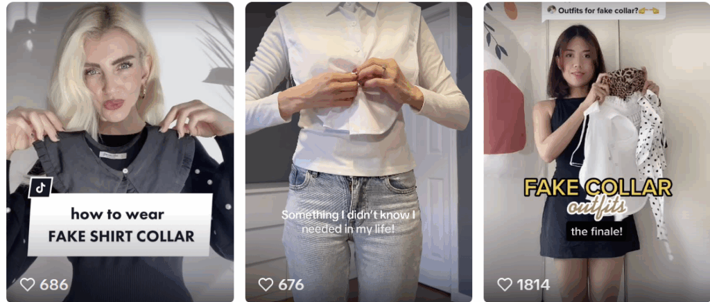 Beispiele von Styling-Videos für Kragen auf TikTok