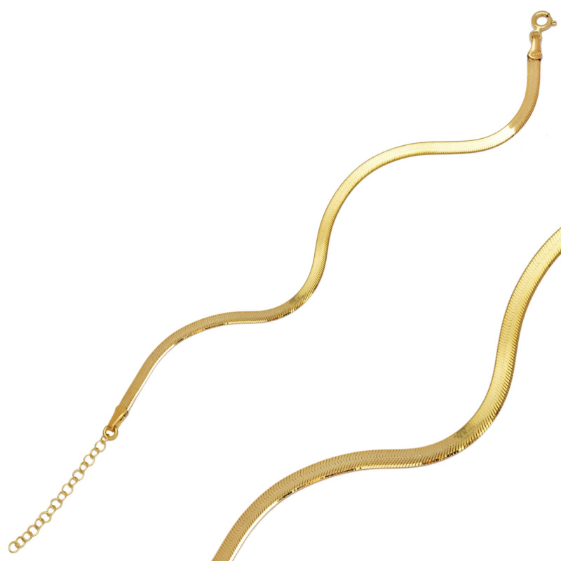 Armband aus 925 Sterlingsilber im Fischgräten-Design, Vermeil-Gold-Plattierung