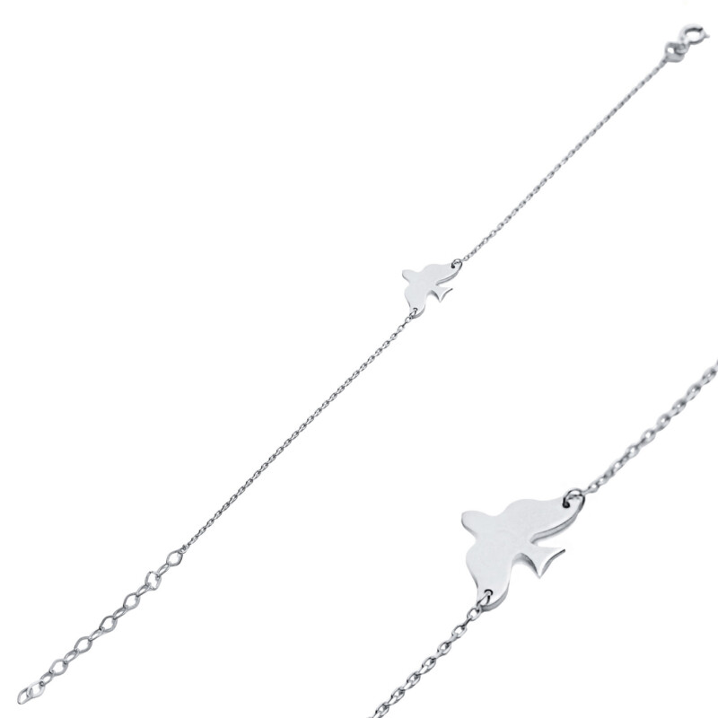 Armband aus 925 Sterlingsilber mit Vogel, silberfarben rhodiniert