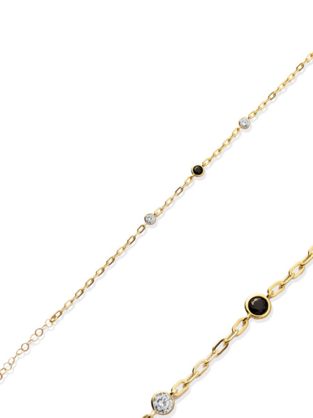 Armband aus 925 Sterlingsilber mit Zirkonia, im Paperclip-Design, Vermeil-vergoldet