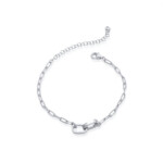 Armband aus 925 Sterlingsilber im Paperclip-Design und 2 großen Gliedern, silber rhodiniert