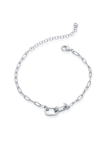 Armband aus 925 Sterlingsilber im Paperclip-Design und 2 großen Gliedern, silber rhodiniert
