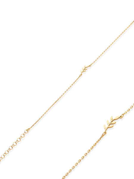 Armband aus 925 Sterlingsilber mit Blattzweig-Anhänger, Vermeil-vergoldet