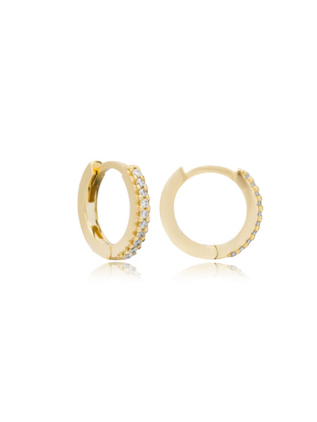 Kleine Creolen aus 925 Sterlingsilber, Vermeil-vergoldet mit Zirkonia besetzt