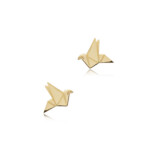 Ohrstecker aus 925 Sterlingsilber in Origami-Vogel-Form, Gold-Vermeil