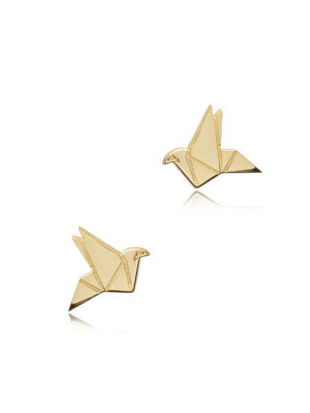 Ohrstecker aus 925 Sterlingsilber in Origami-Vogel-Form, Gold-Vermeil