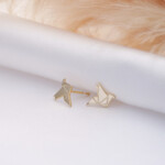 Ohrstecker aus 925 Sterlingsilber in Origami-Vogel-Form, Gold-Vermeil