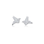Ohrstecker aus 925 Sterlingsilber in Origami-Vogel-Form, Silber rhodiniert