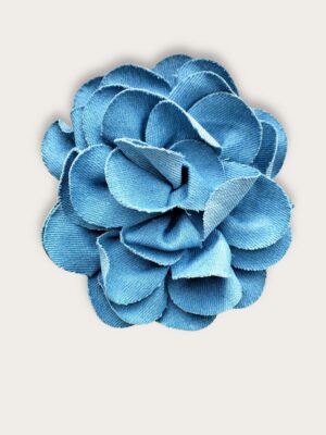 Blumenbrosche aus Textil (jeans) hellblau