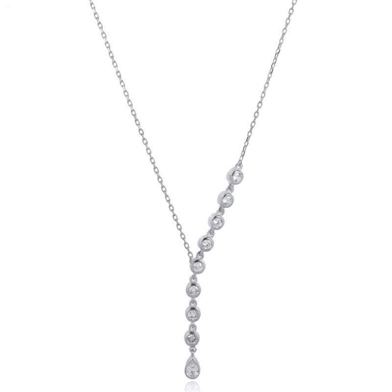 Kette Y-Form 21759 Kette aus 925 Sterlingsilber mit Zirkonia, rhodiniert