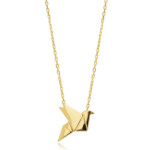 Kette aus 925 Sterlingsilber mit Origami-Vogel-Anhänger, gold vermeil