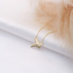Kette aus 925 Sterlingsilber mit Origami-Vogel-Anhänger, gold