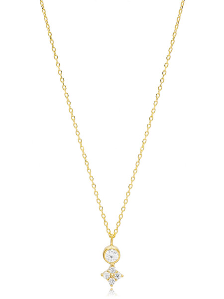 Kette aus 925 Sterlingsilber mit einem Anhänger aus Zirkonia in Blumen- und Kreisform