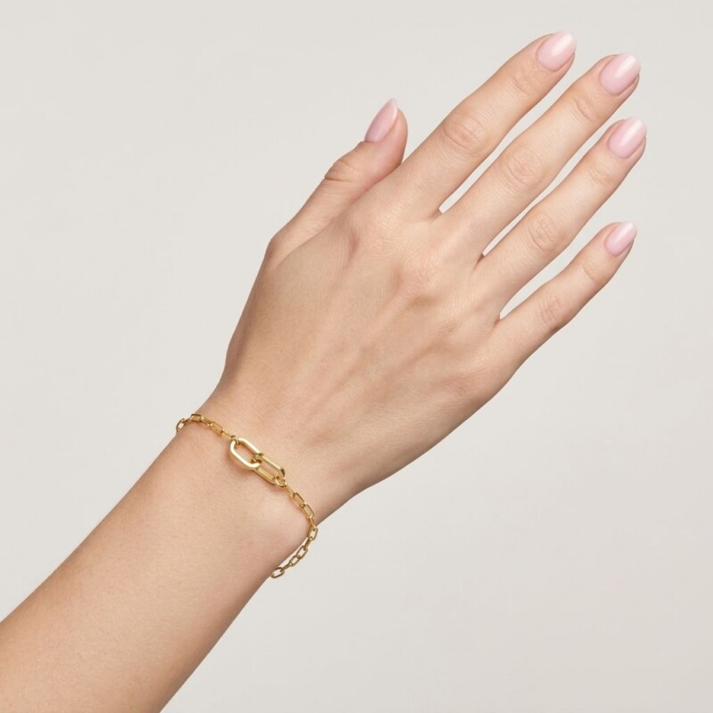 Paperclip Armband aus 925 Sterlingsilber an Handgelenk