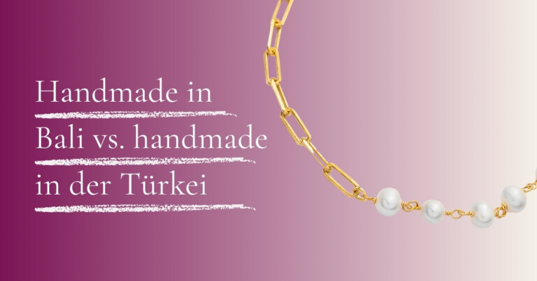 Titel handmade in Bali vs. Handmade in der Türkei mit Close-Up auf Paperclip Armband
